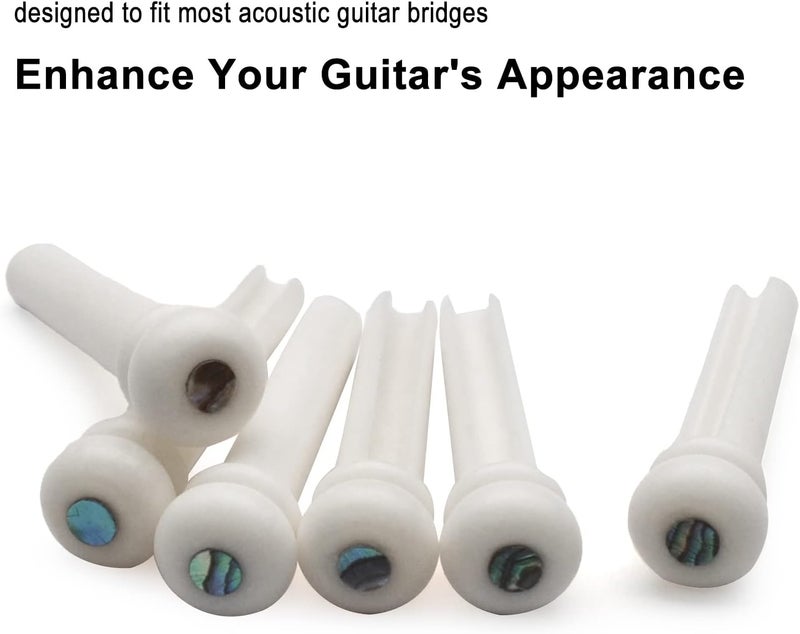 MAXCHEER Guitar 6Pcs Acoustic Guitar Bridge Bone Pins with Pearl Shell Dot Guitar Pressure String Nails Pin Guitar Parts - Image 2